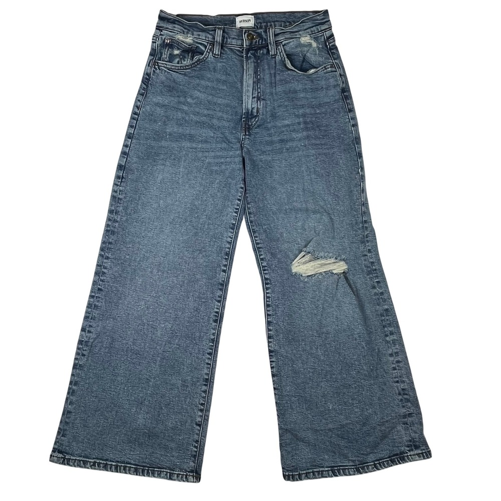 Hudson Jolene Wide Leg Ankle Jeans Womens 27 (Fits 30x27) Distressed High Rise